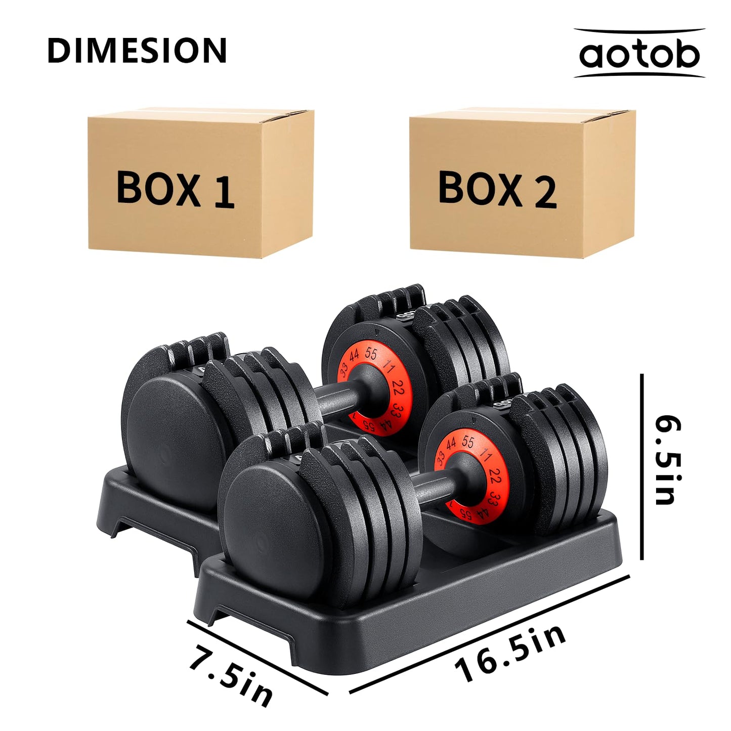 Adjustable Dumbbell Set 25/55 lbs Pair, Fast-Adjust Anti-Slip Handle for Home Gym Workouts