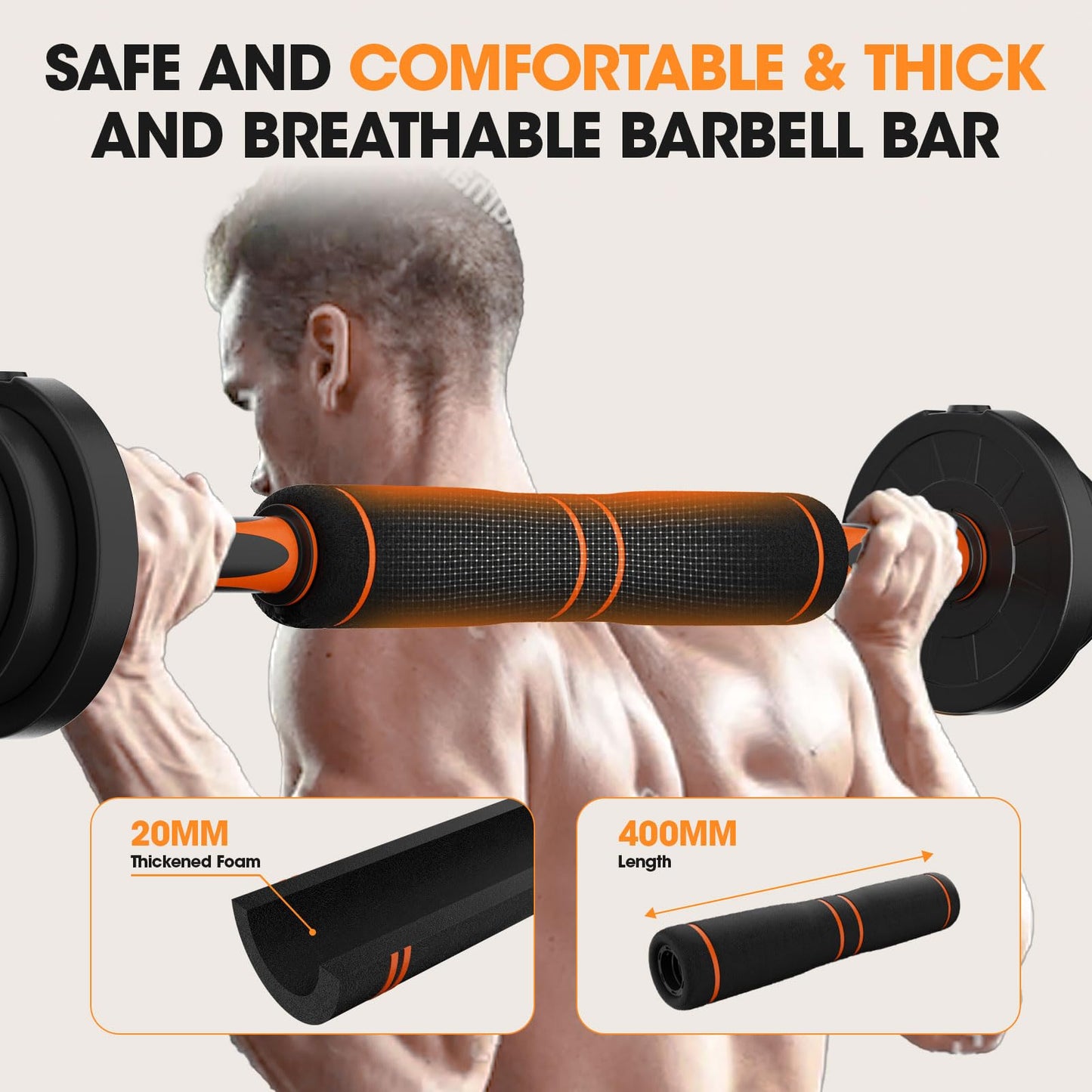 Adjustable 4-in-1 Dumbbell Set 20/50/70/90 lbs, Converts to Barbell, Kettlebell and Push-Up Stand for Home Gym Fitness