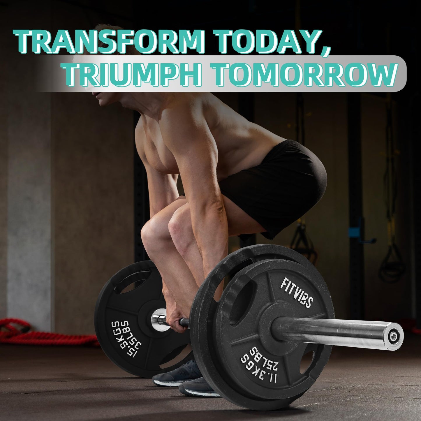 Fitvids 2-Inch Olympic Cast Iron Barbell Set, 255 lbs Weight Plates with 7FT Olympic Bar – 300 lbs Total, Multiple Package Options