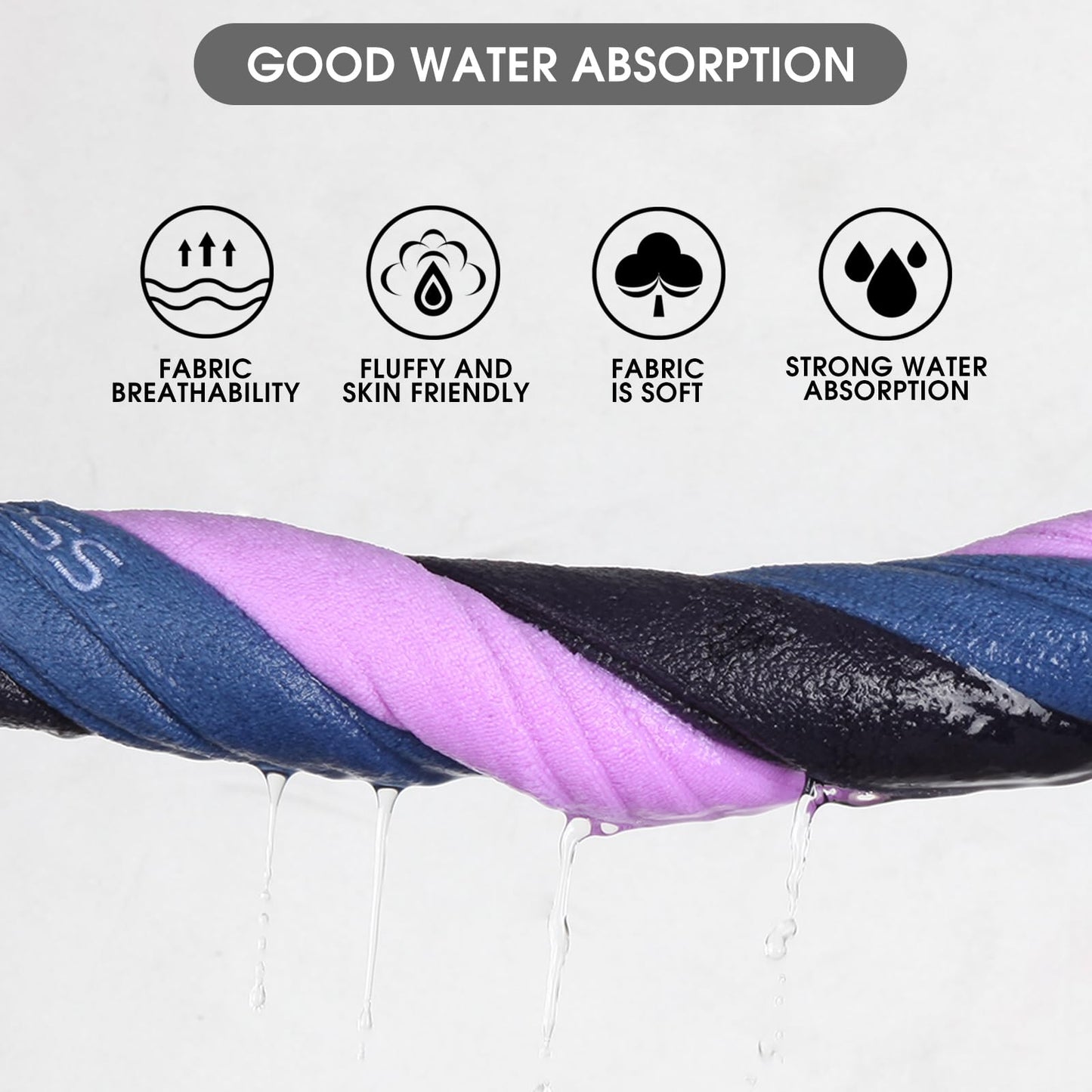 Microfiber Gym Towel Set (3 Pack, Blue+Grey+Purple) – Super Soft, Quick-Drying, and Absorbent Towels for Men & Women – Ideal for Fitness, Yoga, Cycling, and Swimming