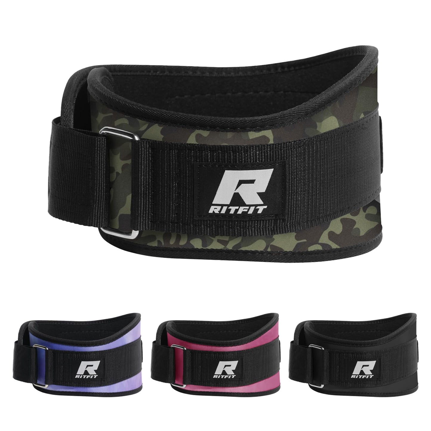 Weight Lifting Belt for Men and Women, 6-Inch Black/Camouflage Belt for Squats, Lunges, Deadlifts, and Thrusters