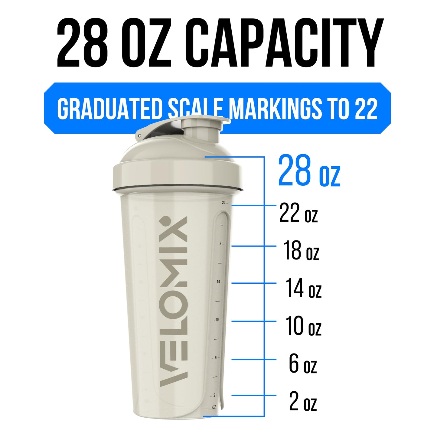 VELOMIX Electric Protein Shaker Bottle (24oz) – USB-C Rechargeable, Leak-Proof Automatic Mixer Cup – Portable Electric Blender Bottle for Protein Shakes, Smoothies & Pre-Workout Drinks (Blue)