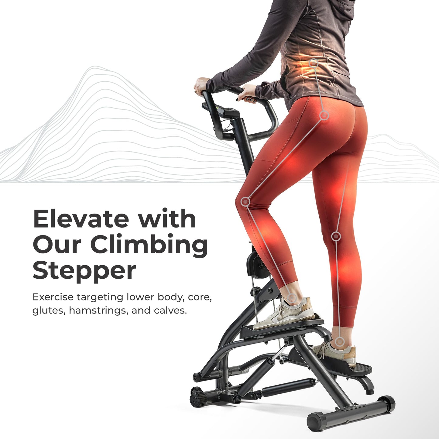Stair Stepper with Handlebar, Extended Step Range Climber Machine for Legs, Core & Glutes, Compatible with Fitness App