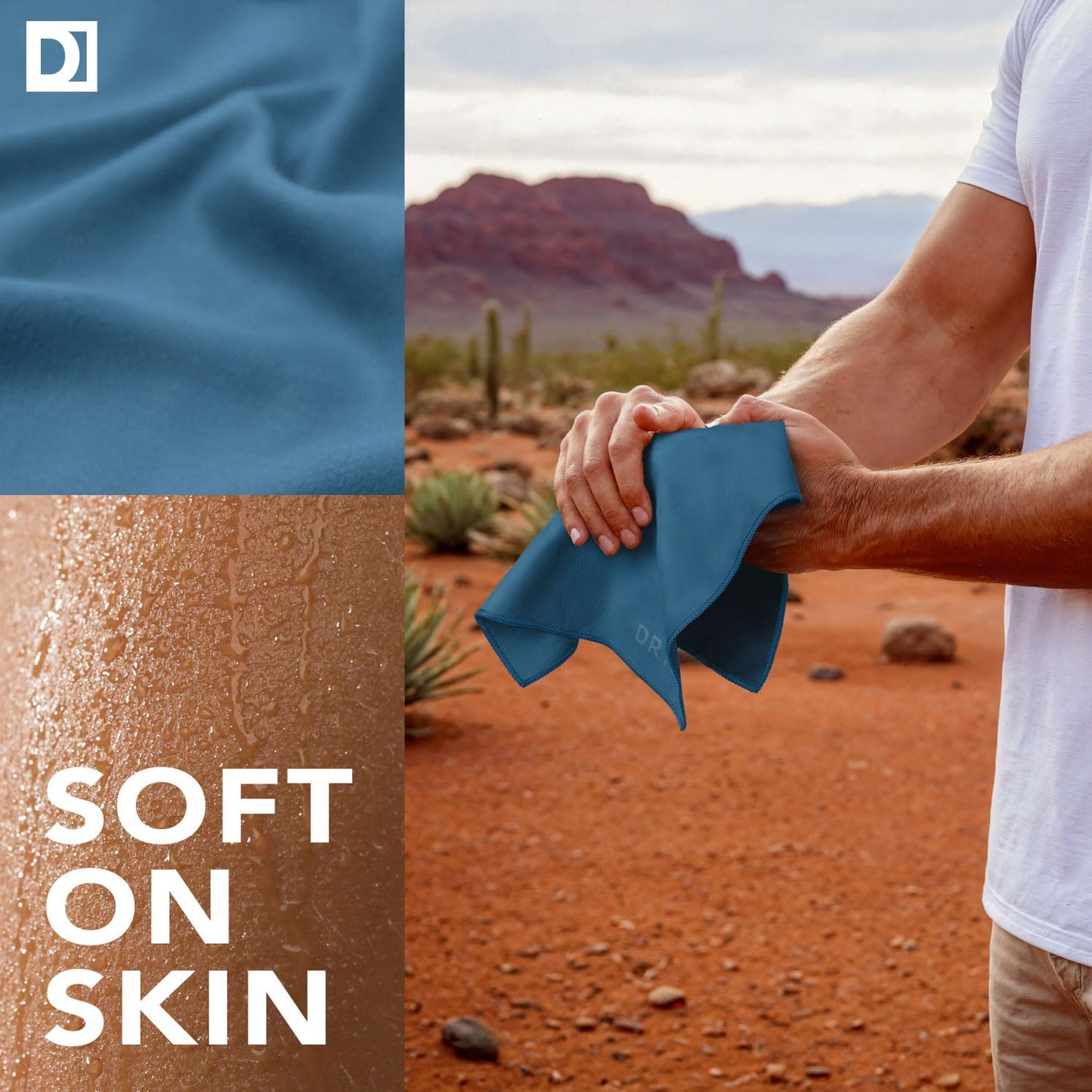 Sweat Absorbing Handkerchiefs (5 Pack, Blue) – The Original Pocket-Sized Sweat Towels | Quick-Dry Microfiber Sweat Rags for Face, Hands & Body | Ideal for Gym, Sports, Running & Work – For Men & Women