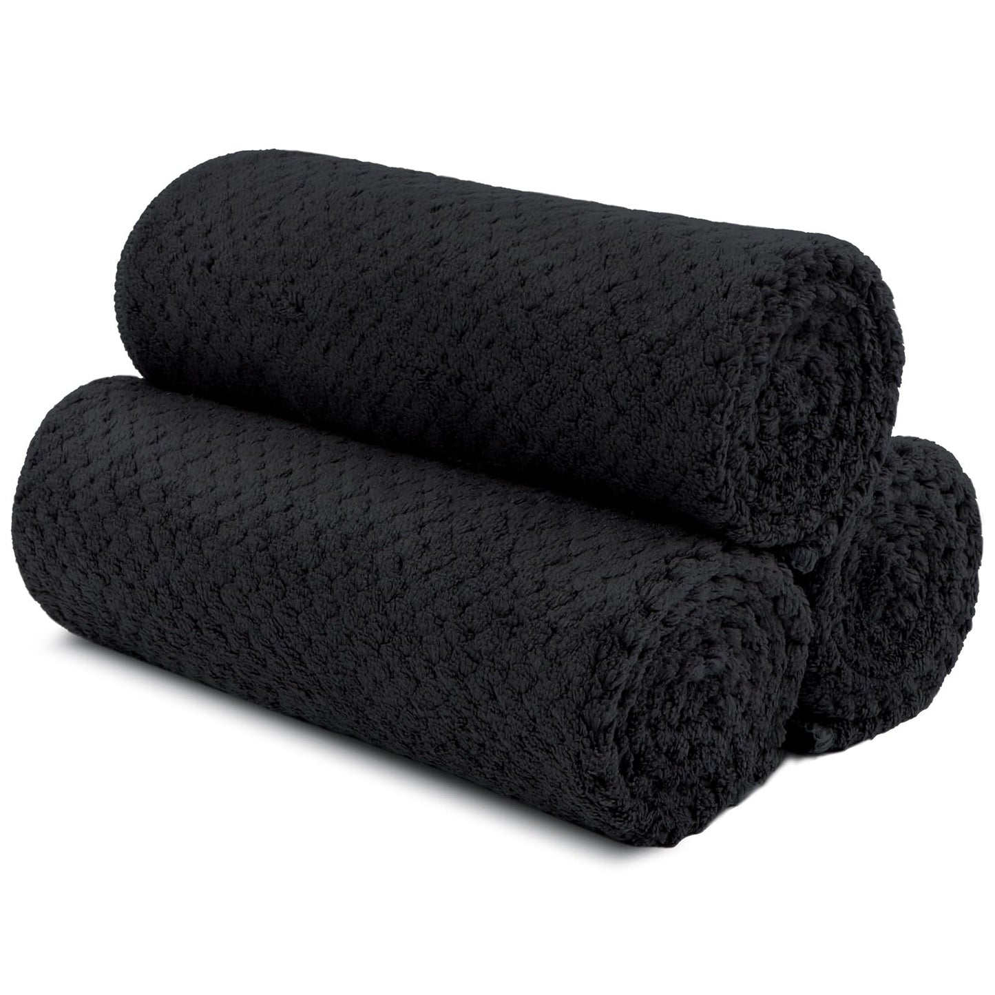 HOMEXCEL Black Gym Towels (3 Pack, 16x27 Inches) – Ultra Soft & Fast Drying Microfiber Towels for Gym, Yoga, Fitness, Spa, Camping & Hotel Use | Highly Absorbent Hand Towels for Daily Use