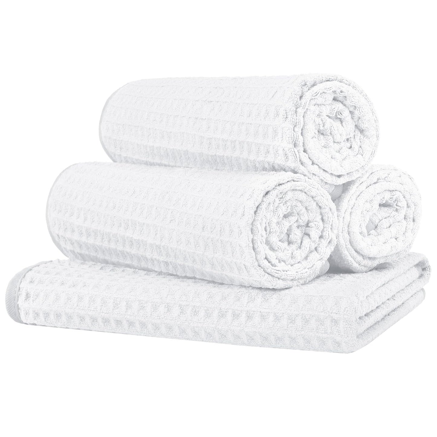 HOMEXCEL Premium Waffle Gym Towels 4 Pack (15x25 Inches) – Ultra Soft, Highly Absorbent & Quick Dry Microfiber Towels for Gym, Shower, Spa, Hotel & Kitchen | Cooling Workout Towels