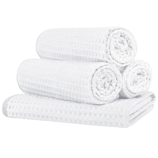 HOMEXCEL Premium Waffle Gym Towels 4 Pack (15x25 Inches) – Ultra Soft, Highly Absorbent & Quick Dry Microfiber Towels for Gym, Shower, Spa, Hotel & Kitchen | Cooling Workout Towels