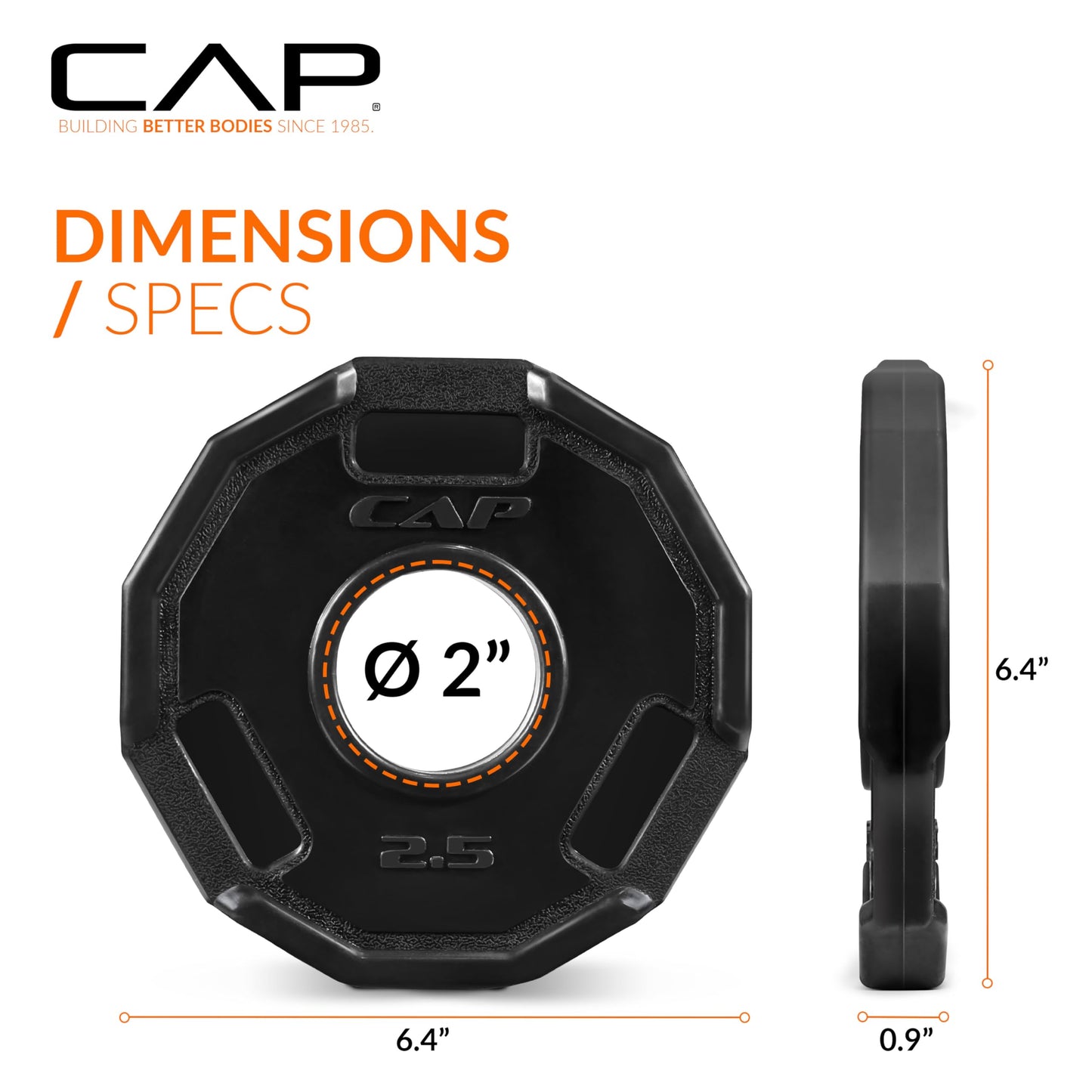 CAP Barbell 2-Inch Olympic Weight Plate – Cast Iron Barbell Plates for Strength Training, Powerlifting, and Weightlifting | Multiple Weight Options
