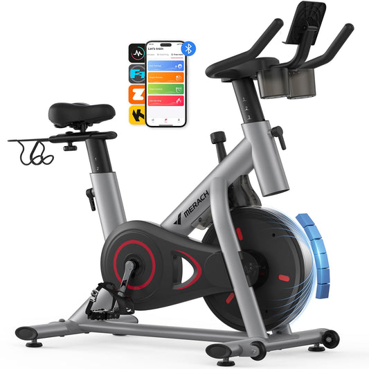 Brake Pad Stationary Exercise Bike, Low Noise Indoor Cycling Bike with 300lbs Weight Capacity, Tablet Mount & App Support