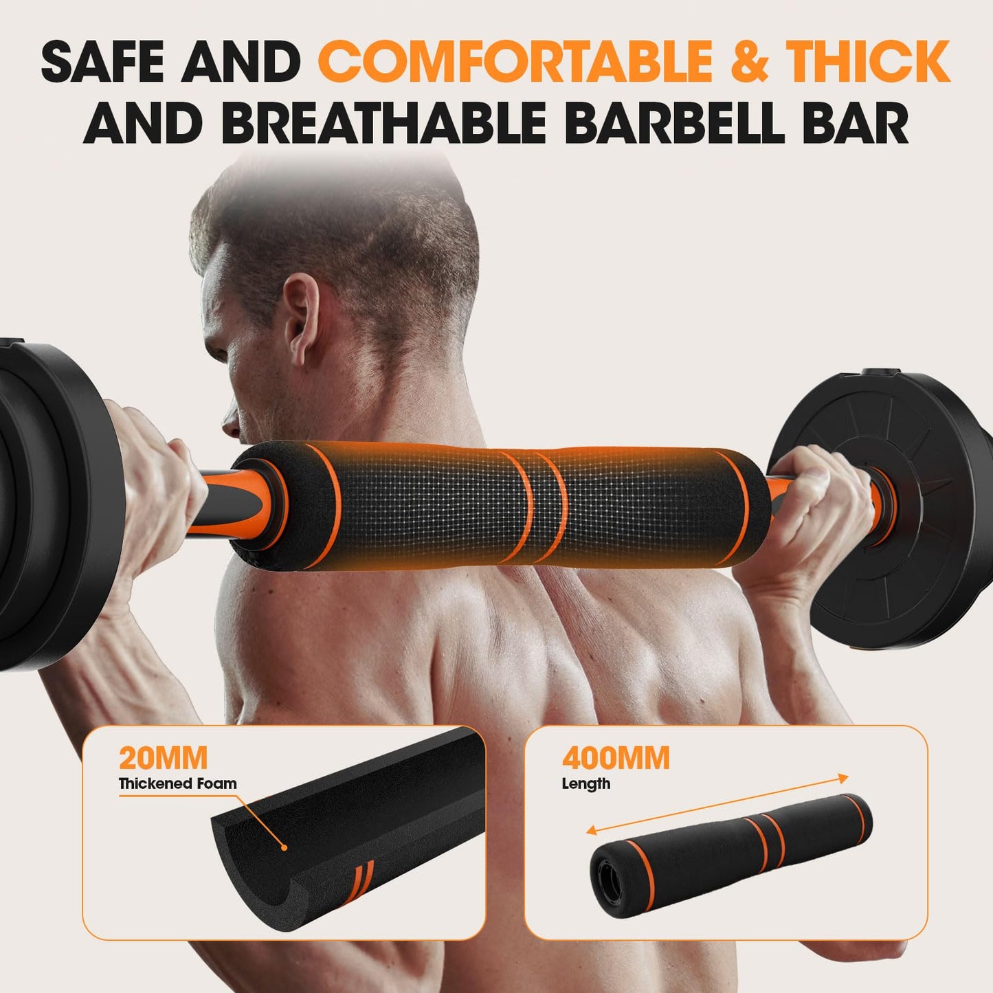 Adjustable 4-in-1 Dumbbell Set 20/50/70/90 lbs, Converts to Barbell, Kettlebell and Push-Up Stand for Home Gym Fitness