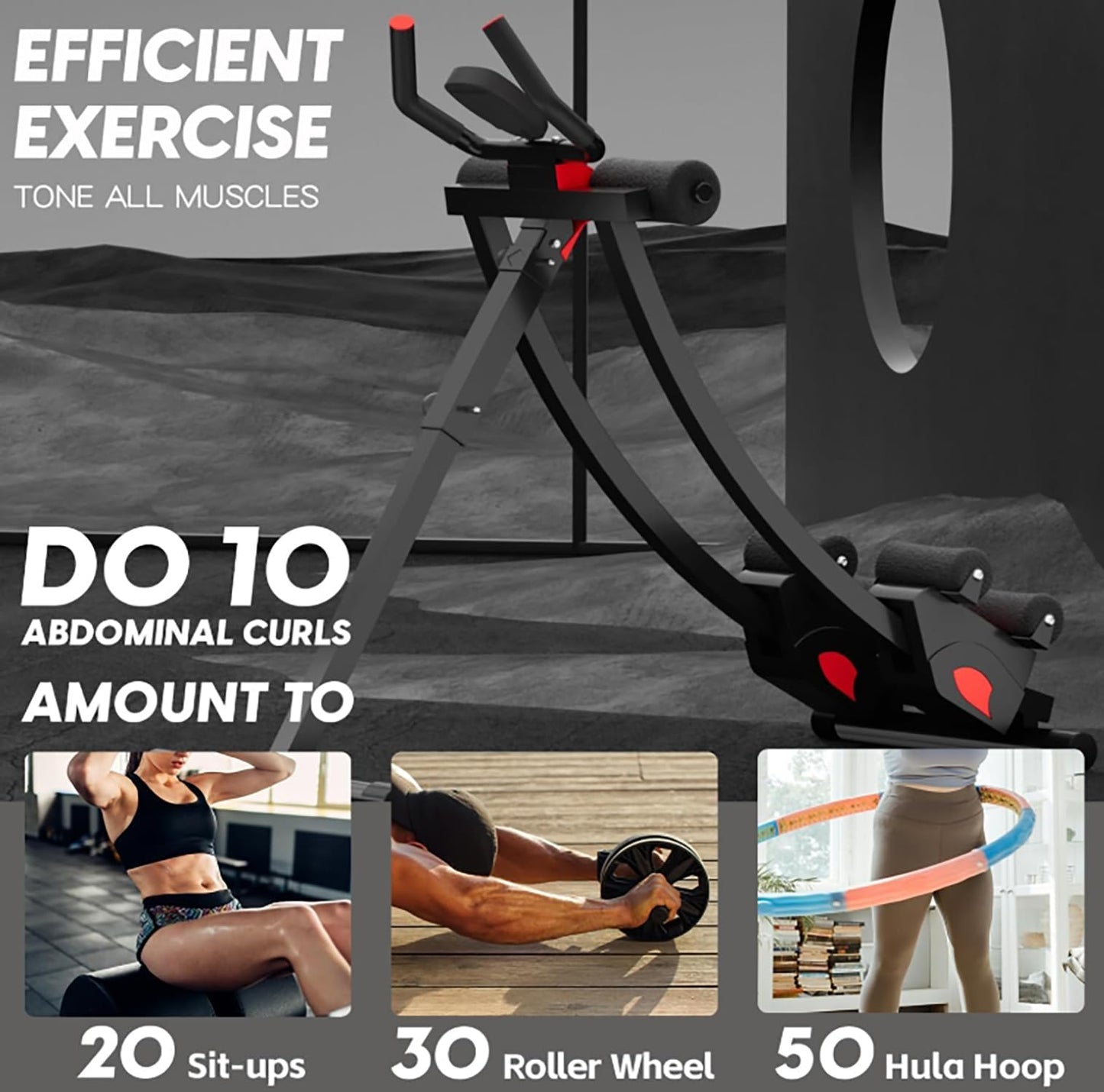 Foldable Ab Machine – Home Gym Workout Equipment for Strength Training and Stomach Workout, Adjustable Abdominal Trainer for Men and Women