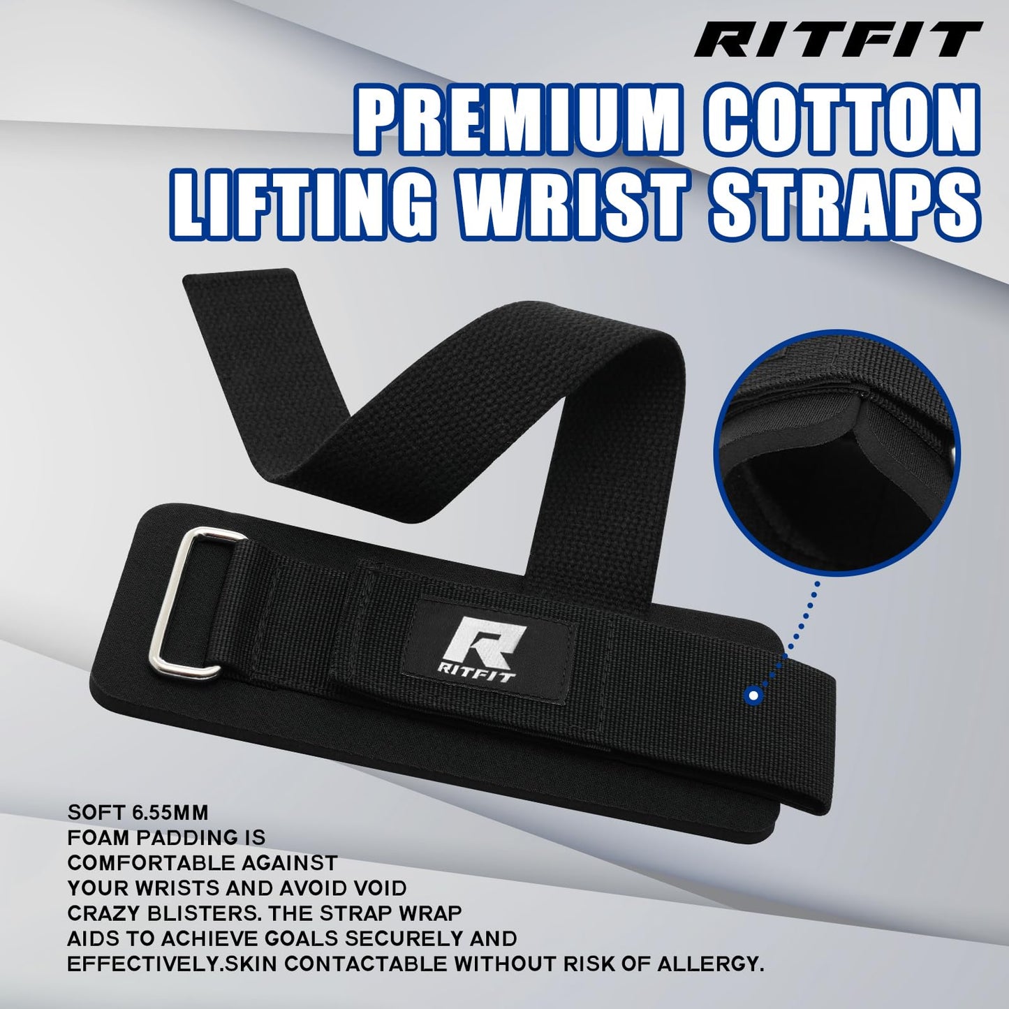 Wrist Straps for Weightlifting, RitFit Lifting Wraps for Wrist Support in Gym, Bodybuilding, MMA, Powerlifting, and Strength Training, Men and Women