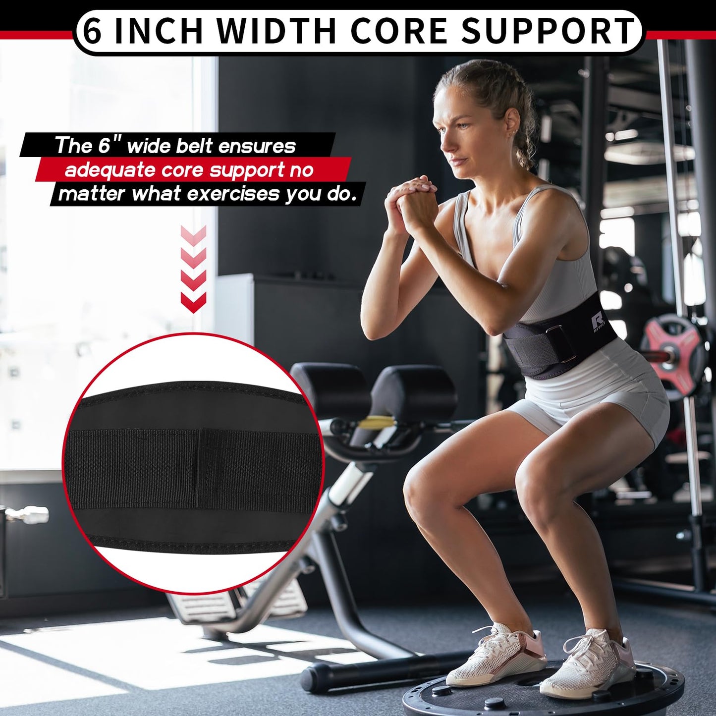 Weight Lifting Belt for Men and Women, 6-Inch Black/Camouflage Belt for Squats, Lunges, Deadlifts, and Thrusters