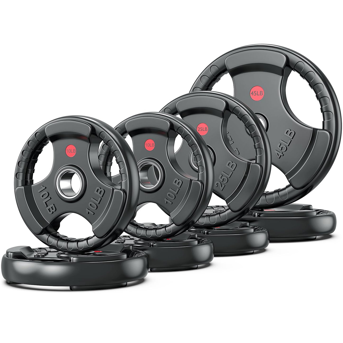 GIKPAL 2-inch Rubber Olympic Grip Weight Plates for Strength Training, Weightlifting in Home & Gym, Barbell Weights Plates Set (2.5/5/10/25/35/45 LB)