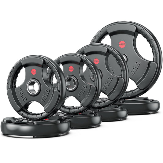 GIKPAL 2-inch Rubber Olympic Grip Weight Plates for Strength Training, Weightlifting in Home & Gym, Barbell Weights Plates Set (2.5/5/10/25/35/45 LB)