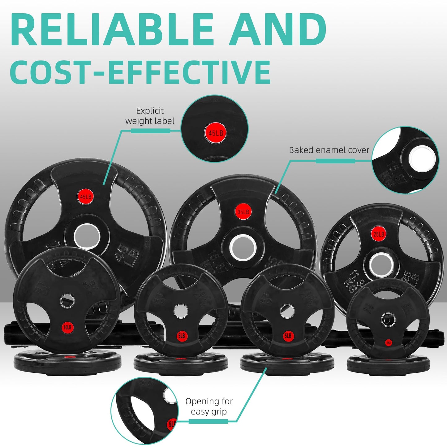 Fitvids 2-Inch Olympic Bumper Weight Plates with Steel Hub – Multiple Options for Strength Training and Weightlifting Sets