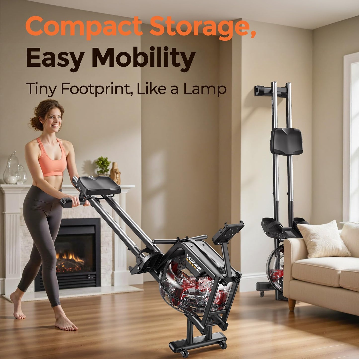 Magnetic/Water Rowing Machine for Home, Bluetooth App Supported Rower with Comfortable Seat for Taller Users