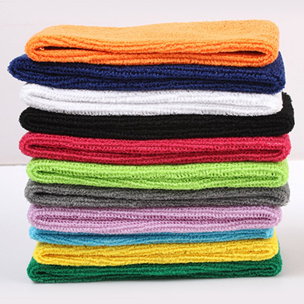 Yeshan 12-Pack Athletic Sweatbands – Wicking & Stretchy Sports Headbands, Yoga Head Wraps, and Hairbands for Men & Women | Soft Towel Material for Workouts, Running, Fitness, and Fashion