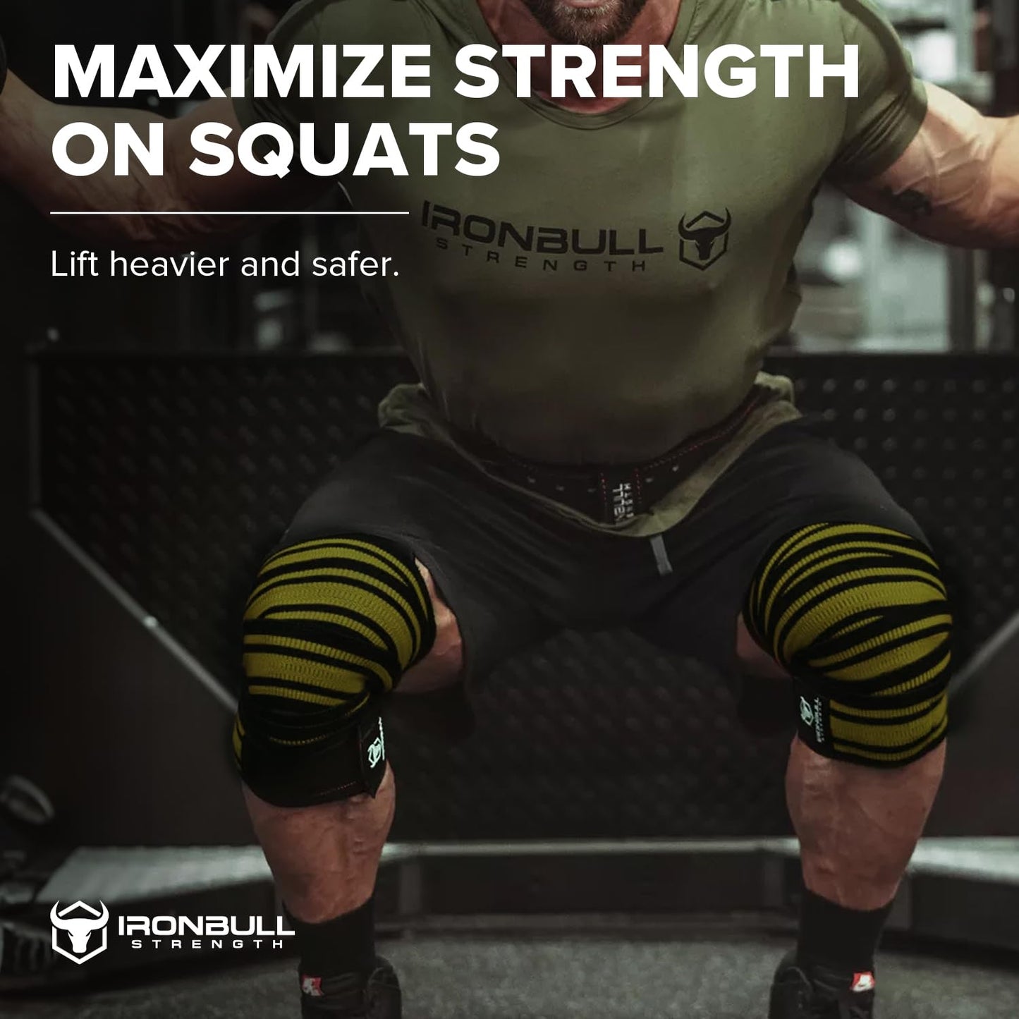 80" Elastic Knee Wraps for Weightlifting, Squats, and Powerlifting, Compression Knee Support for Gym and Strength Training