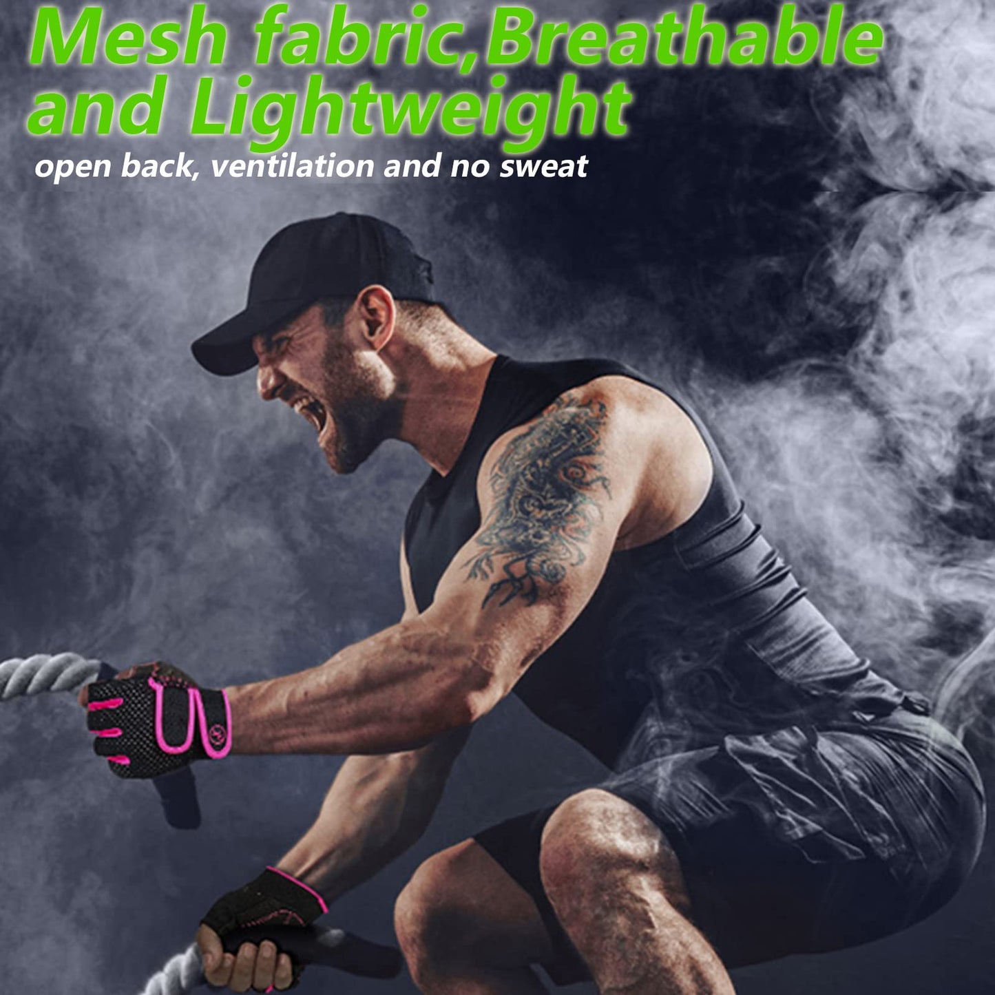 Padded Weight Lifting Gloves for Men and Women, 3MM Gel Fingerless Grip Gym Gloves for Exercise, Pull Ups, Cycling, and Rowing