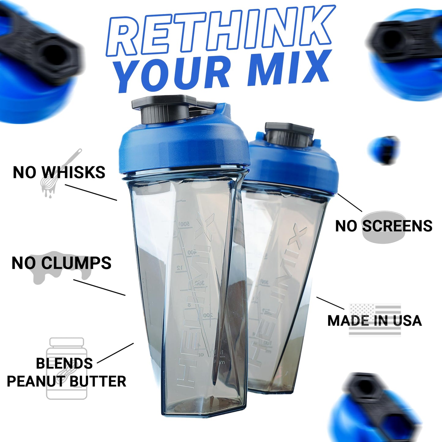 HELIMIX 2.0 Vortex Blender Shaker Bottle (28oz) – USA Made Protein Shaker Cup – No Mixing Ball or Whisk Needed – Perfect for Smoothies, Pre-Workout, Cocktails & Shakes – Durable, Portable & Dishwasher Safe