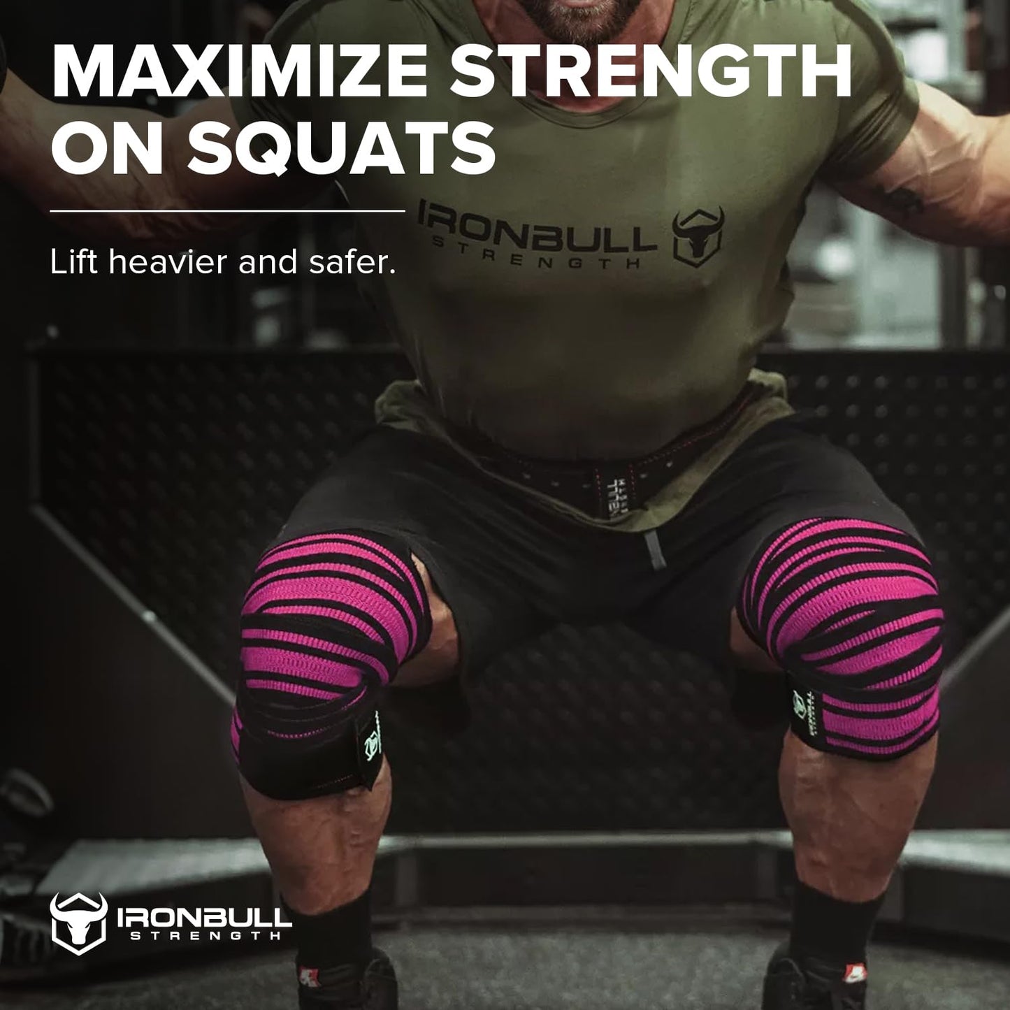 80" Elastic Knee Wraps for Weightlifting, Squats, and Powerlifting, Compression Knee Support for Strength Training and Gym Workouts