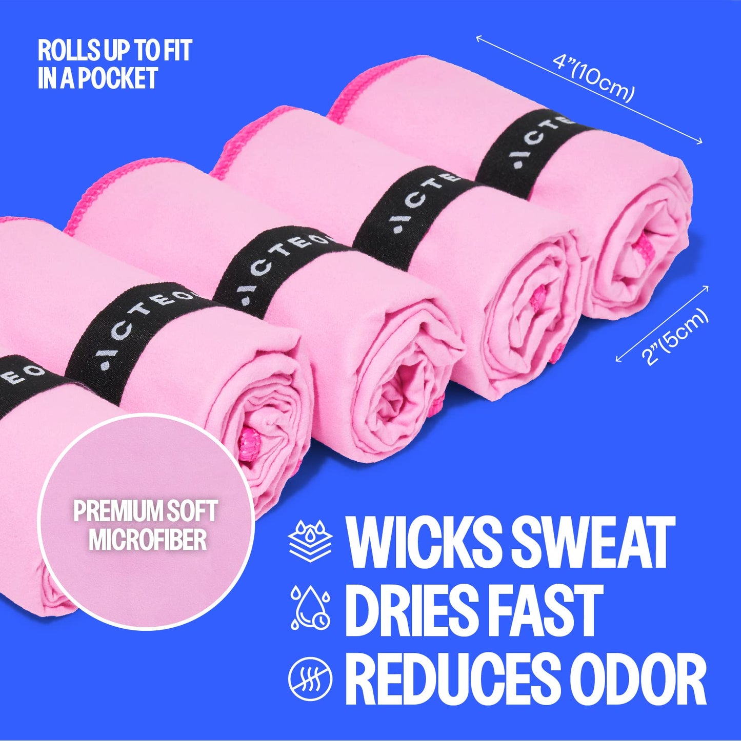 Acteon Microfiber Gym Towels (5 Pack, Lavender Rose) – Quick Dry Silver ION Odor-Free Towels | Super Absorbent & Fast Drying Sweat Towels for Women | Ideal for Workout, Yoga, Pilates, Tennis, Running, Swimming & Travel – 16x30.5 Inch