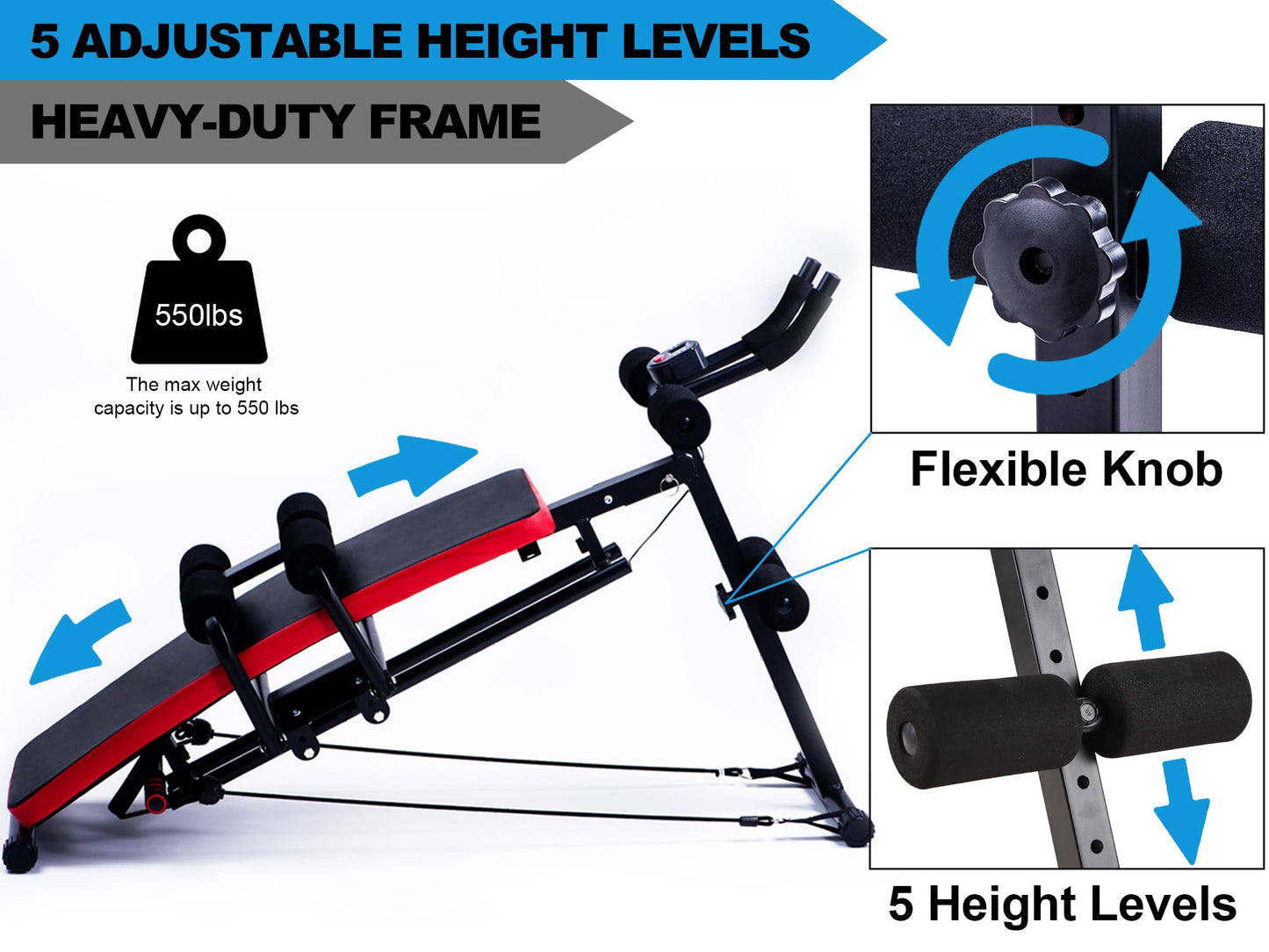 KESHWELL Ab Workout Machine – Adjustable Core Abs Exercise Equipment for Home Gym, Sit Up Bench & Abdominal Cruncher with Resistance Bands, LCD Display, and Foldable Design for Strength Training