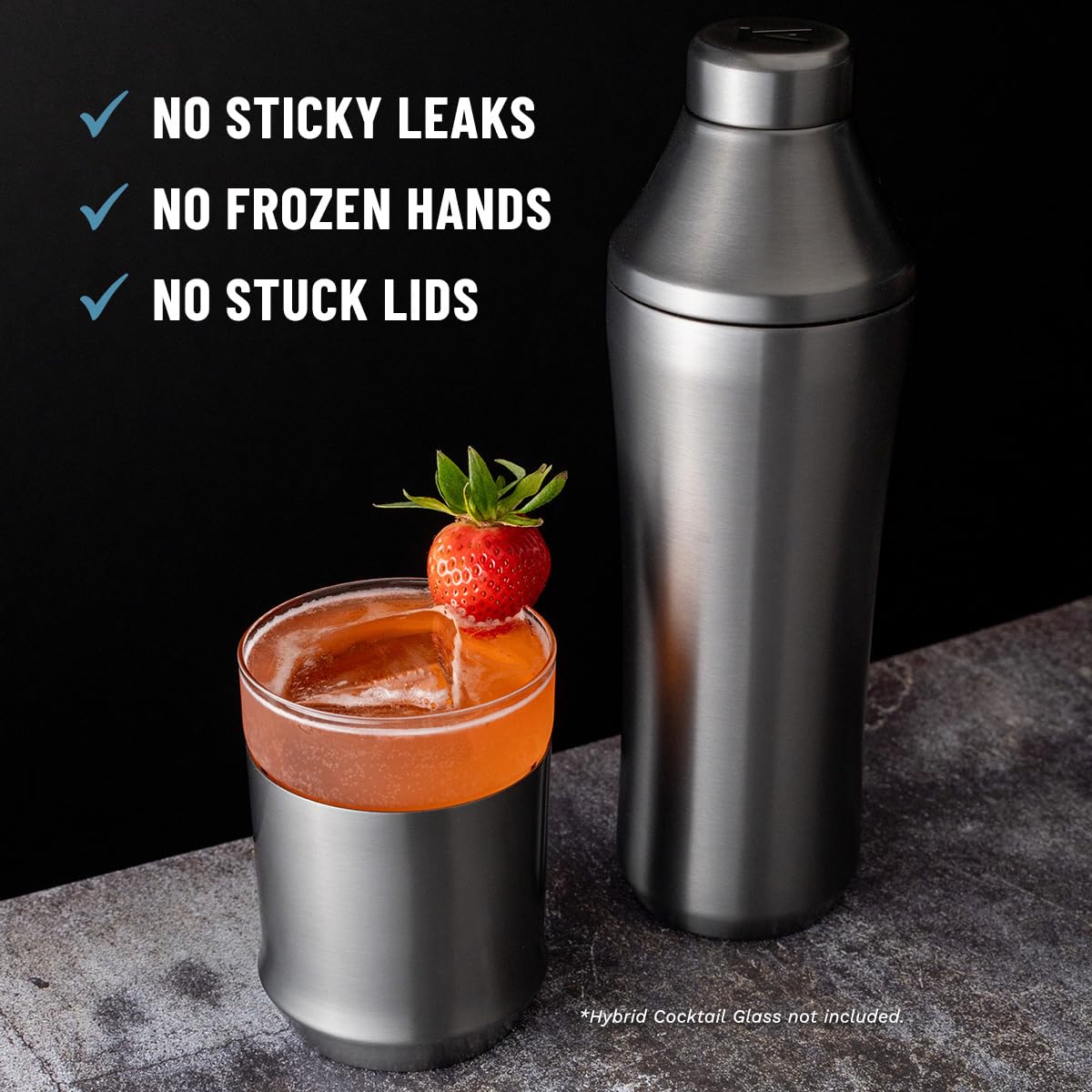 Elevated Craft Hybrid Cocktail Shaker - 28oz Vacuum Insulated Stainless Steel Martini Shaker with Built-in Measuring System - Premium Gunmetal Cocktail Mixer for Home Bartenders