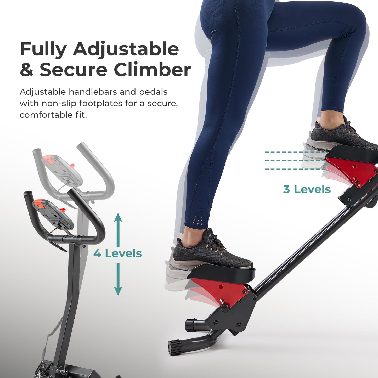 Stair Stepper with Handlebar, Extended Step Range Climber Machine for Legs, Core & Glute Workouts, App Compatible