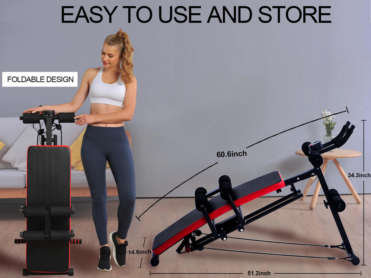 KESHWELL Ab Workout Machine – Adjustable Core Abs Exercise Equipment for Home Gym, Sit Up Bench & Abdominal Cruncher with Resistance Bands, LCD Display, and Foldable Design for Strength Training