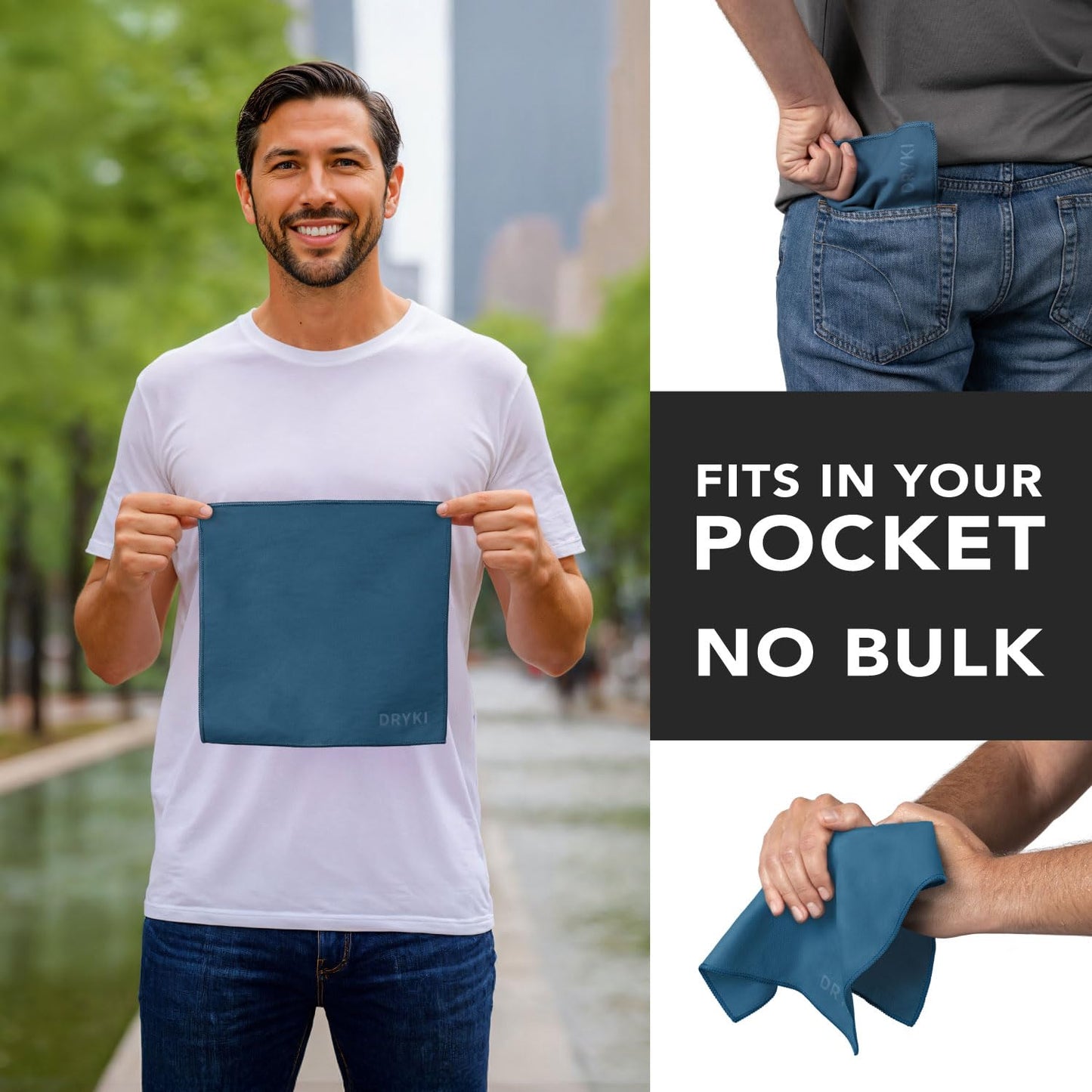 Sweat Absorbing Handkerchiefs (5 Pack, Blue) – The Original Pocket-Sized Sweat Towels | Quick-Dry Microfiber Sweat Rags for Face, Hands & Body | Ideal for Gym, Sports, Running & Work – For Men & Women