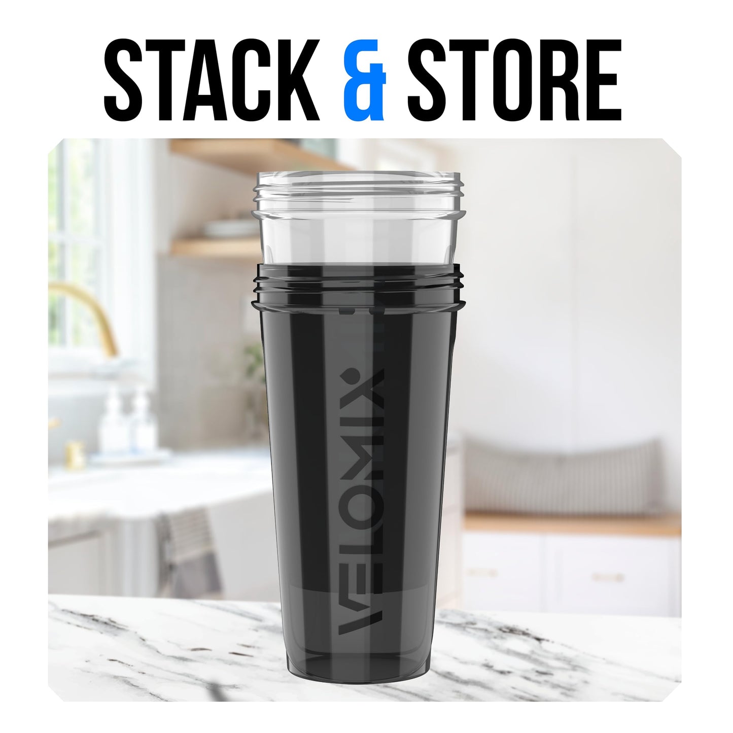 VELOMIX 2-Pack Protein Shaker Bottles (28oz) – Leak-Proof Shaker Cups with Dual Wire Whisks – Ideal for Protein Shakes, Smoothies & Pre-Workout Drinks – Durable & BPA-Free (Black/Transparent)