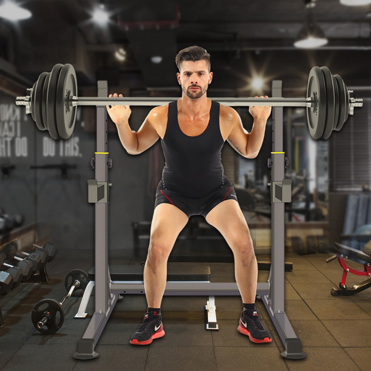 Adjustable Multi-Function Squat Rack – Barbell Rack for Weight Lifting, Home Gym Workouts, and Bench Press