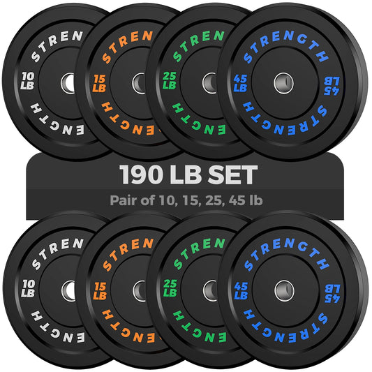 Olympic Rubber Bumper Weight Set – 2-Inch Barbell Plates for Home Gym Strength Training, Durable Rubber Coated Weight Plates for Powerlifting, Cross Training & Full Body Workouts
