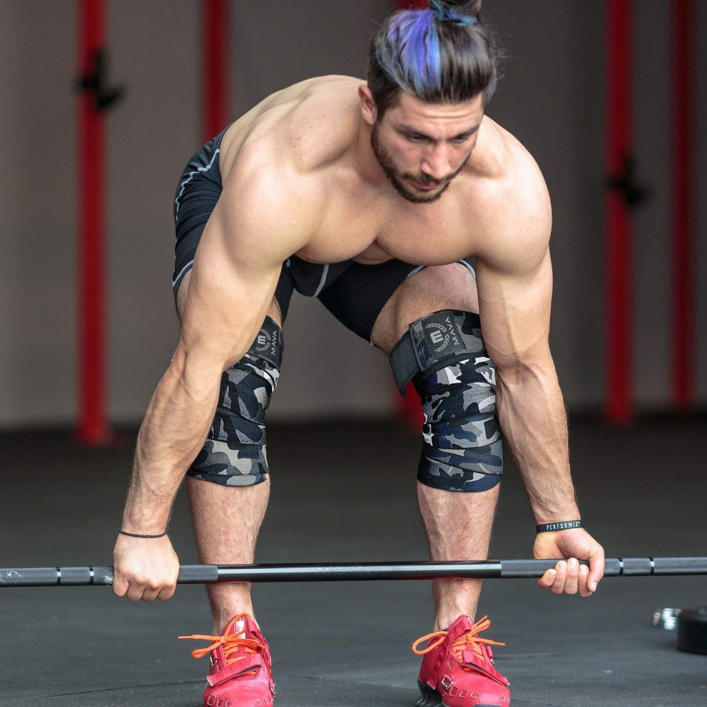 72" Elastic Knee Wraps for Men and Women, Pair of Compression Straps for Squats, Weightlifting, Powerlifting, and Gym Workouts