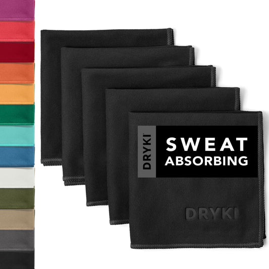 Sweat Absorbing Handkerchiefs (5 Pack, Black) – The Original Pocket-Sized Sweat Towels | Quick-Dry Microfiber Sweat Rags for Face, Hands & Body | Ideal for Gym, Sports, Running & Work – For Men & Women