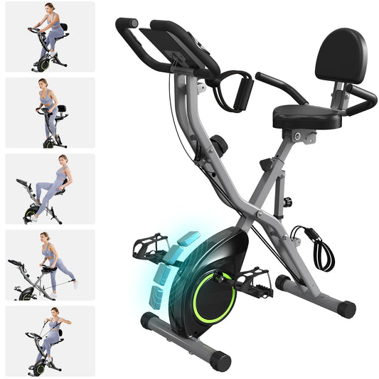 **Foldable Exercise Bike Stationary Bike for Home – 5-in-1 Indoor Workout X-Bike 2025 Model 817, Adjustable Cycling Bike with 16-Level Quiet Magnetic Resistance, 6.6 lbs Flywheel & 300 lbs Weight Capacity**