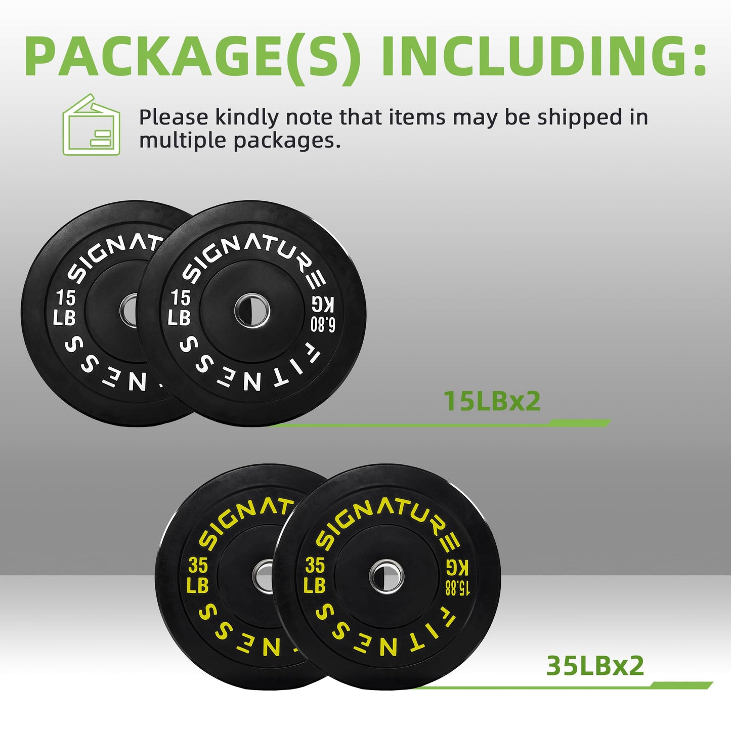 Fitvids Olympic Bumper Plates Set, 2" Weight Plates for Strength Training & Weightlifting, Pairs or Sets, or Sets with Barbell – Multiple Options