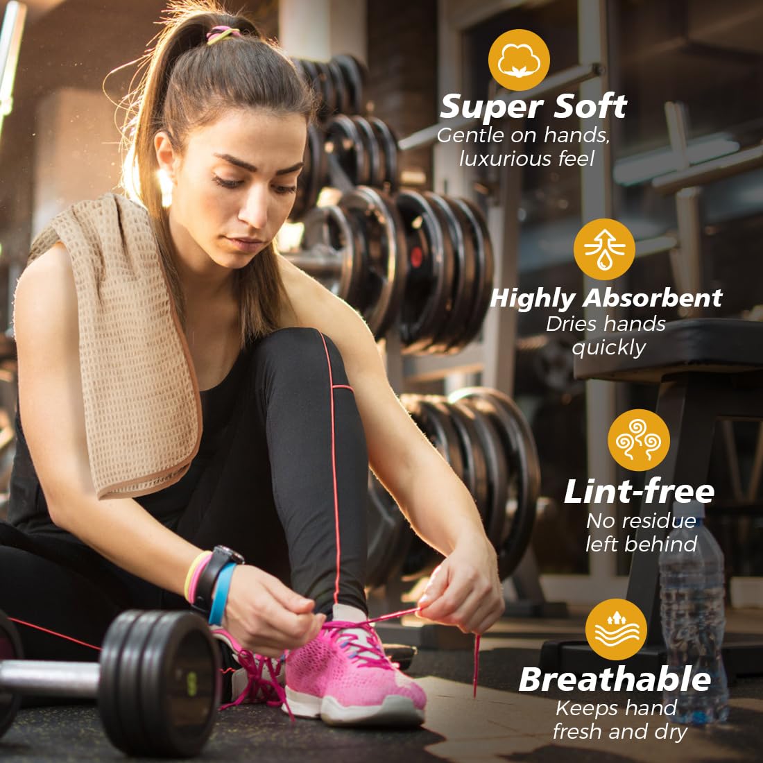 HOMEXCEL Gym Towels 4 Pack (15x25 Inches) – Ultra Soft Microfiber Towels for Gym, Fitness, Yoga, Shower, Spa & Bathroom | Highly Absorbent, Lightweight & Quick Dry Workout Towels