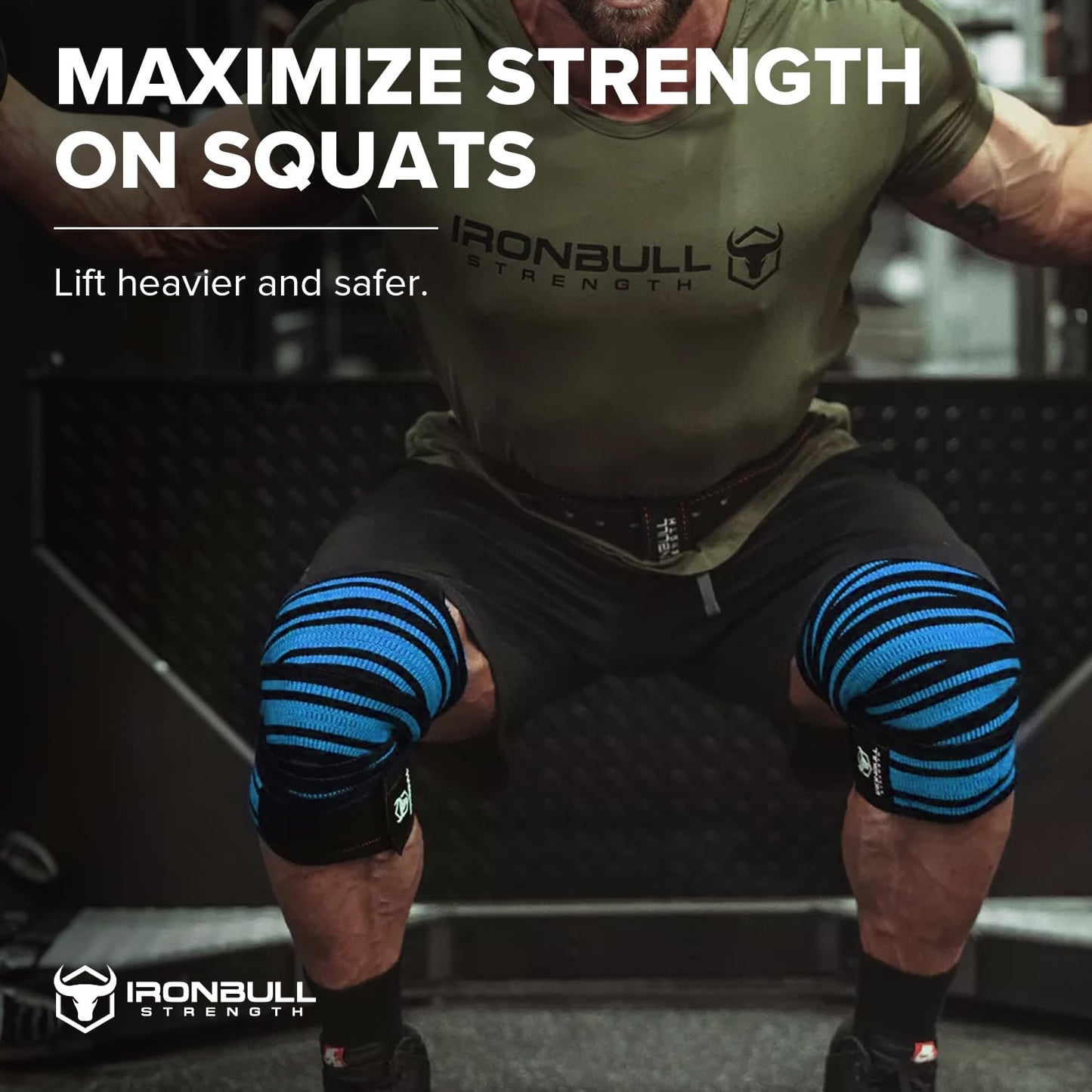 80" Elastic Knee Wraps for Weightlifting, Squats, and Powerlifting, Compression Knee Support for Strength Training and Gym Workouts