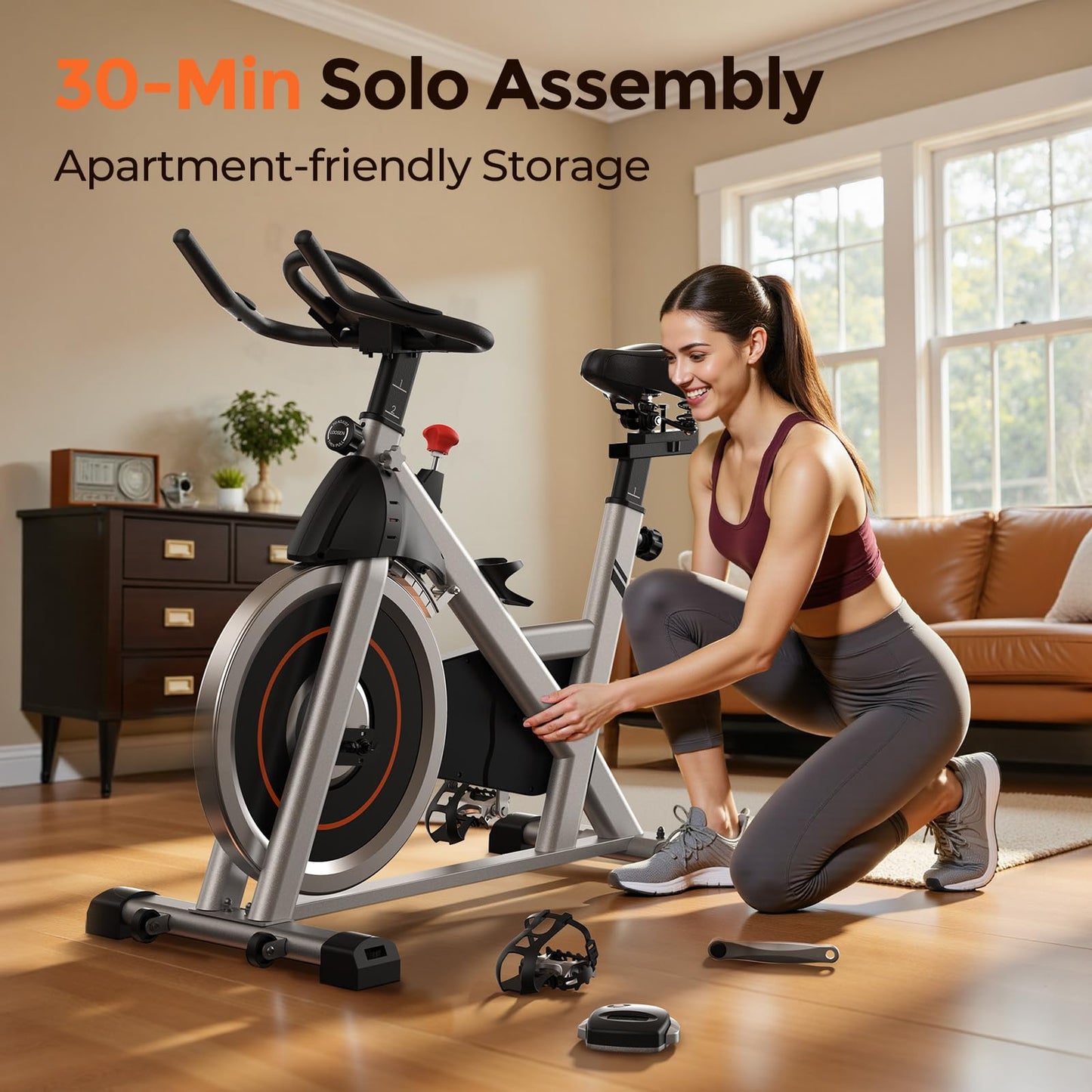YOSUDA Exercise Bike, Magnetic Brake Pad Stationary Bike for Home Gym with 300 lb Weight Capacity, Quiet Belt Drive, Tablet Holder, Exclusive Fitness App & Indoor Cycling Workouts for Weight Loss