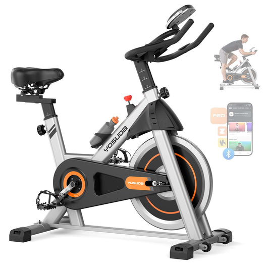 YOSUDA Exercise Bike – Magnetic Stationary Indoor Cycling Bike with 300 lb Weight Capacity, Brake Pad System, Low Noise, Tablet Holder & Exclusive App for Home Cardio and Weight Loss Workouts