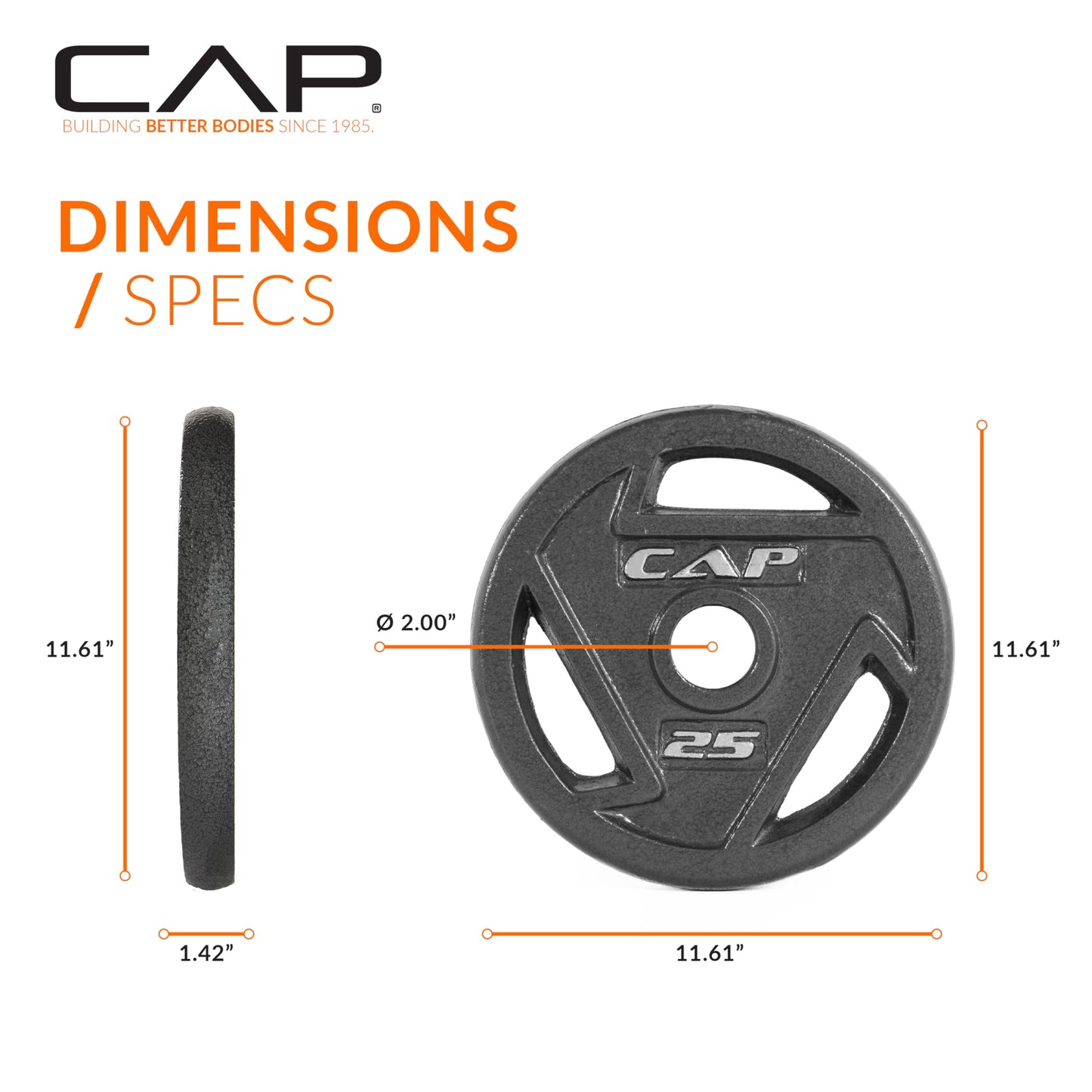 CAP Barbell 2-Inch Olympic Weight Plate – Solid Cast Iron Barbell Plates for Strength Training, Weightlifting & Powerlifting | Multiple Weight Options for Home Gym