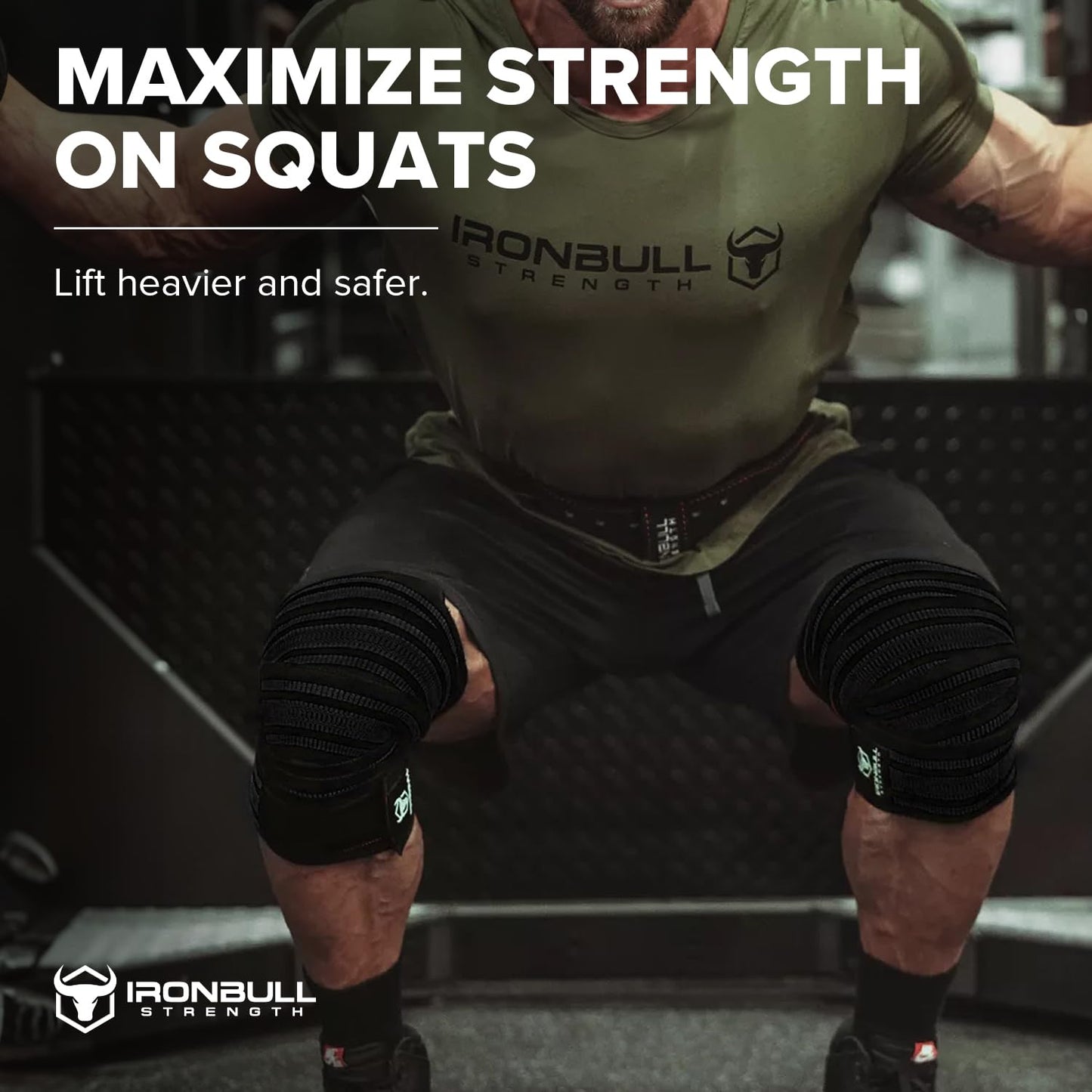 80" Elastic Knee Wraps for Weightlifting, Squats, and Powerlifting, Compression Knee Support for Gym and Strength Training