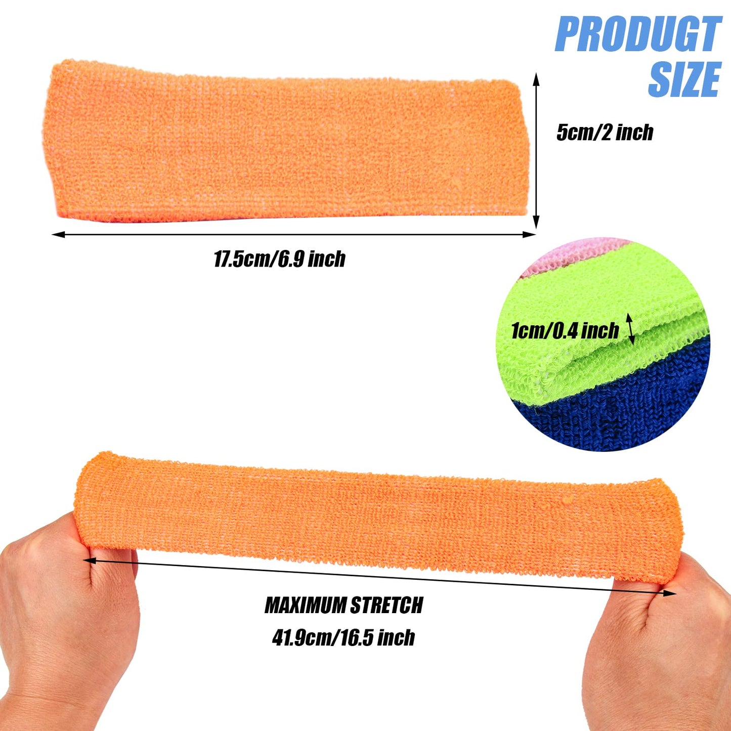 Yeshan 12-Pack Athletic Sweatbands – Wicking & Stretchy Sports Headbands, Yoga Head Wraps, and Hairbands for Men & Women | Soft Towel Material for Workouts, Running, Fitness, and Fashion