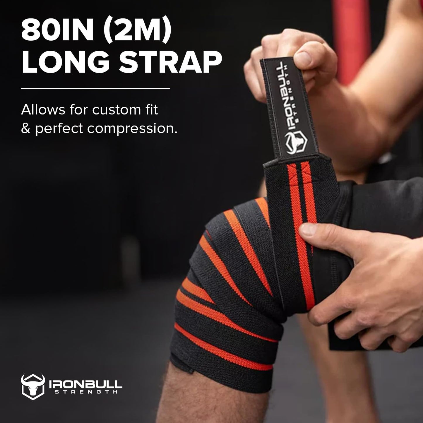 80" Elastic Knee Wraps for Weightlifting, Squats, and Powerlifting, Compression Knee Support for Strength Training and Gym Workouts