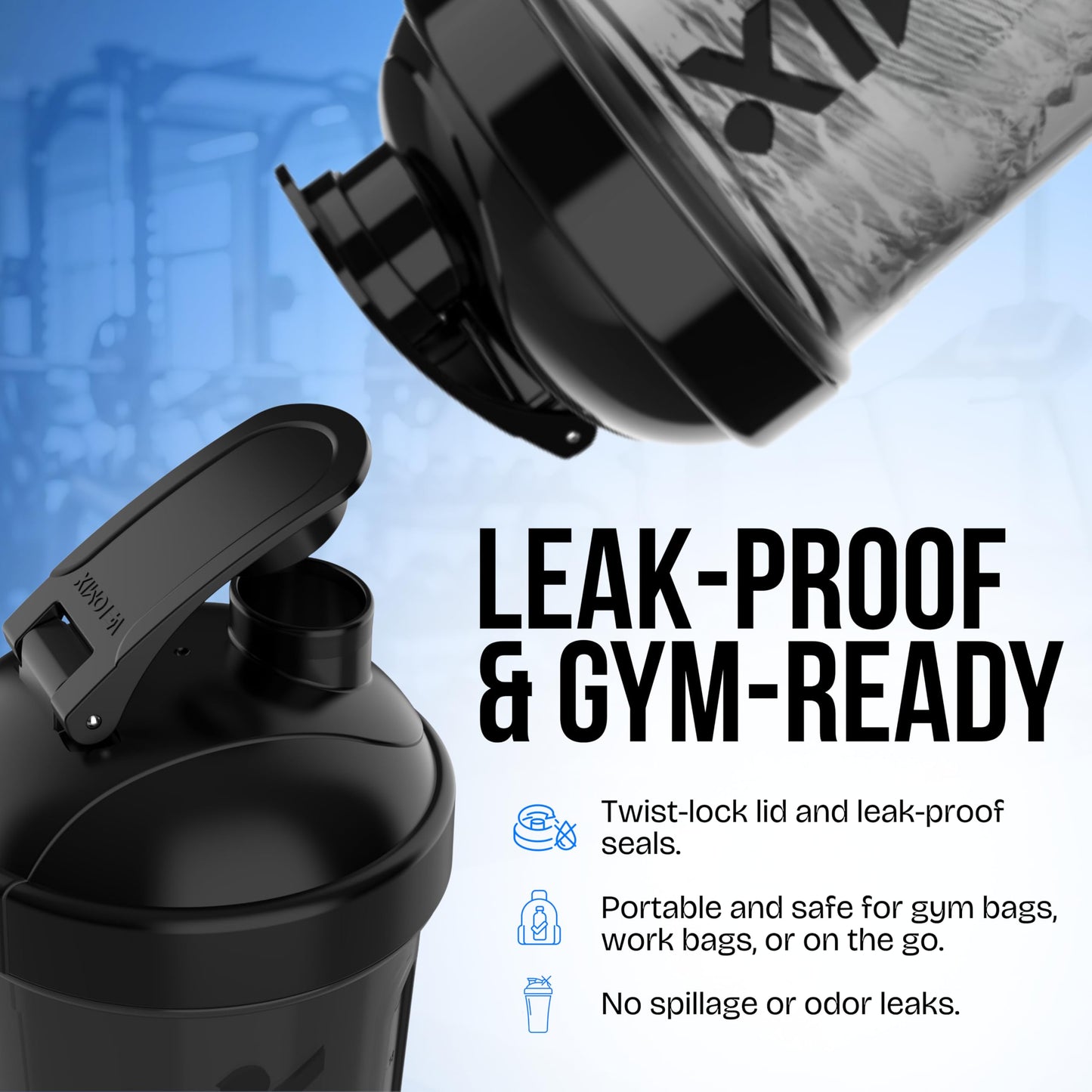 VELOMIX Electric Protein Shaker Bottle (24oz) – USB-C Rechargeable, Leak-Proof Automatic Mixer Cup – Portable Electric Blender Bottle for Protein Shakes, Smoothies & Pre-Workout Drinks (Black)