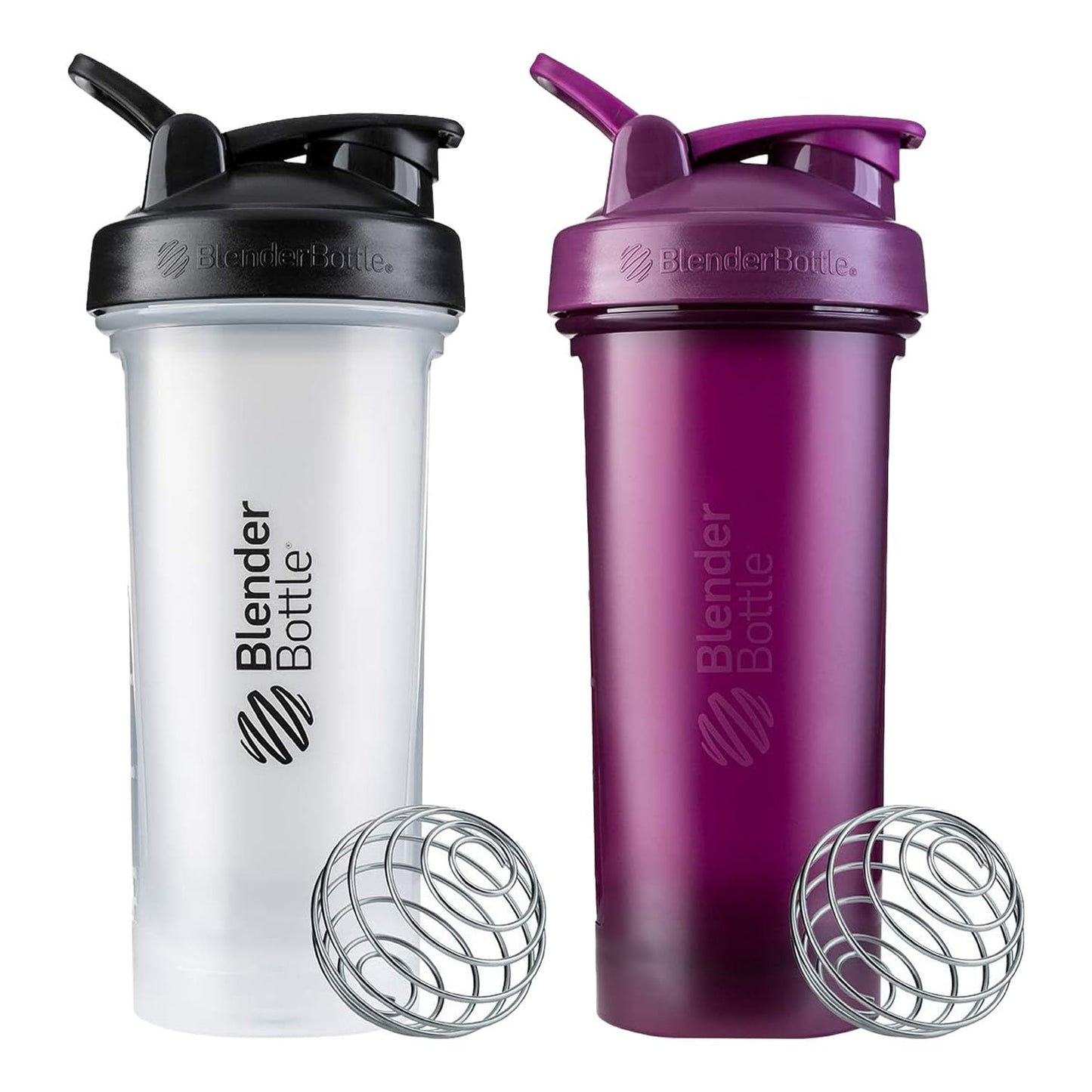 BlenderBottle Classic V2 Shaker Bottle 2-Pack (28 oz) – Protein Shake and Pre-Workout Mixer Cups with BlenderBall Wire Whisk – BPA-Free, Leak-Proof Design – Colors May Vary