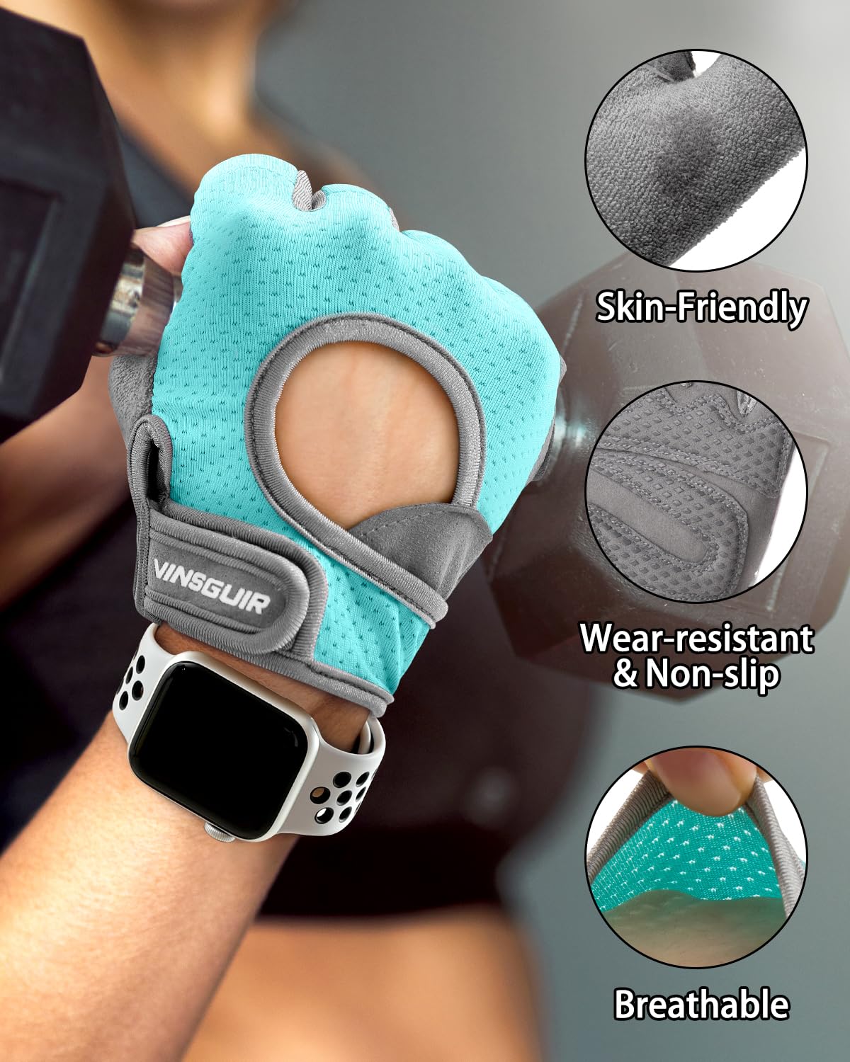 Workout Gloves for Men and Women, Breathable Weight Lifting Gloves with Cushion Pads and Strong Grip for Gym and Cycling